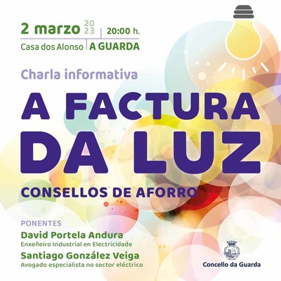 A Guarda acolle este xoves unha Charla informativa sobre a factura da luz 