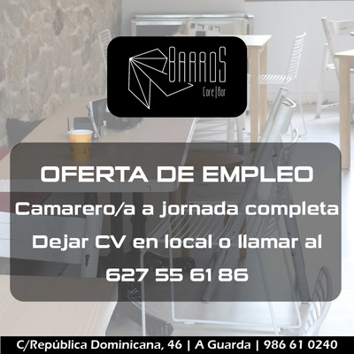 Oferta de empleo en Caf-Bar Barros en A Guarda