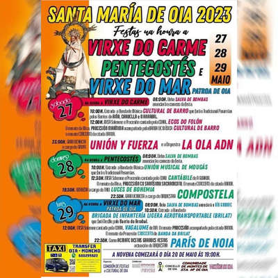 Festas na honra da Virxe do Carme, Pentecosts e a Virxe do Mar en Santa Mara de Oia