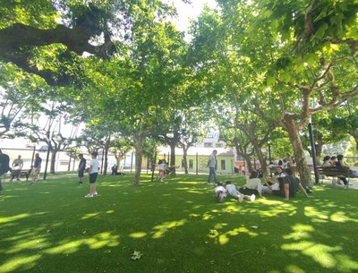 Nenas, nenos e mocidade gozan xa do novo parque do Campo da Feira en Tomio