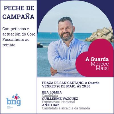 Anxo Bax pecha a campaa na praza de San Caetano acompaado do exportavoz nacional do BNG Guillerme Vzquez