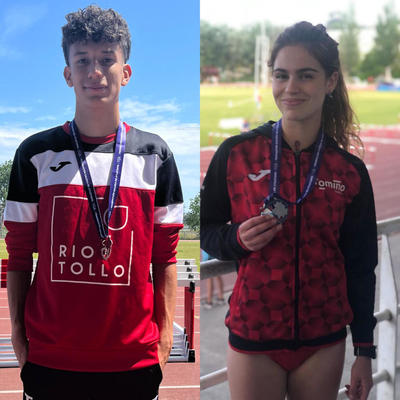 Christian Sierpes y Mara Romeu de Atletismo Trega, subcampeones gallegos de pista al aire libre 2023