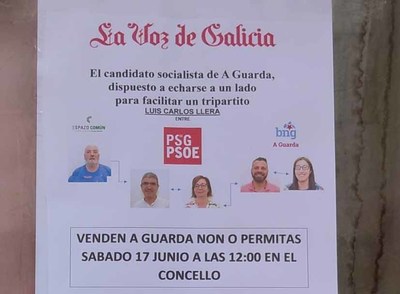 El Partido Popular de A Guarda se desvincula de la manifestacin convocada annimamente para este sbado