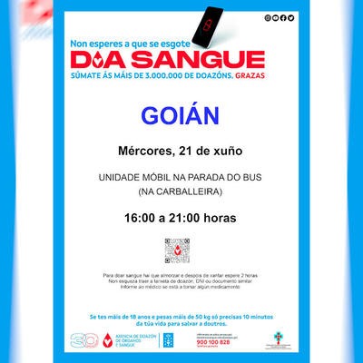 Una unidad mvil de donacin de sangre visita Goin el 21 de junio