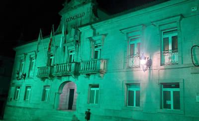 Tui ilumina de verde la Casa do Concello por el Da Mundial de la ELA