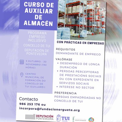 O Concello de Tui desenvolver un curso de Auxiliar de Almacn con prcticas en Empresas