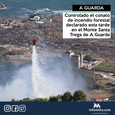Controlado el conato de incendio forestal declarado esta tarde en el Monte Santa Trega de A Guarda