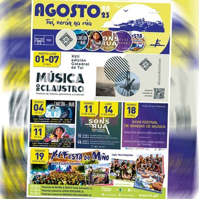 Msica no Claustro, Sons na ra, Festival de Bandas e Festa do Mio citas en agosto en Tui