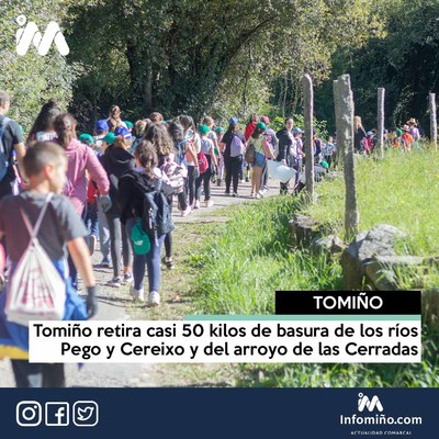 Tomio retira casi 50 kilos de basura de los ros Pego y Cereixo y del arroyo de las Cerradas