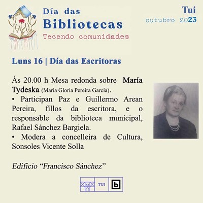 La Biblioteca Municipal de Tui conmemora el Da de las Escritoras con una mesa redonda sobre Mara Tydeska