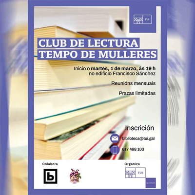 El Club de Lectura -Tempo de Mulleres- retoma sus actividades el 1 de marzo en Tui