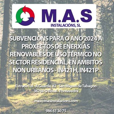 Mas Instalaciones de O Rosal lidera proyectos de energas renovables con subvenciones IN421H e IN421P