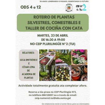 CEIP N2 de Tui: Ruta de plantas silvestres comestibles y taller de cocina con Cata