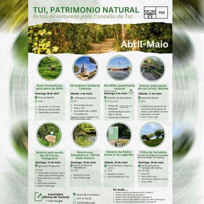 Trece rutas para explorar la naturaleza tudense entre abril y junio