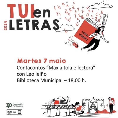 -Maxia tola e lectora- en la Biblioteca Municipal de Tui con Leo Leio