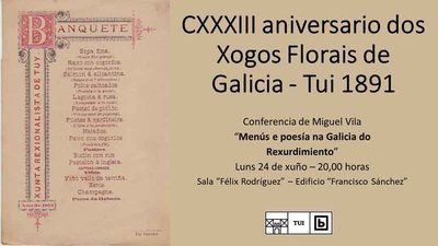 Celebracin de los Xogos Florais de Galicia con Conferencia de Miguel Vila en Tui