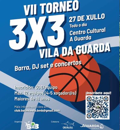A Guarda se Prepara para el VII Torneo de Baloncesto 3x3 Vila da Guarda el 27 de Julio