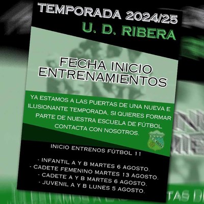 Abiertas las Preinscripciones para la Temporada 2024/25 en la Escuela de Ftbol U.D. Ribera