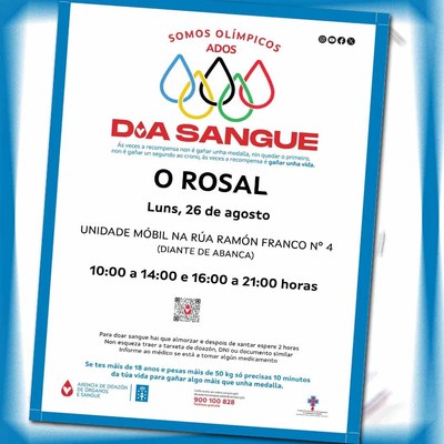 O Rosal recibir una unidad mvil de donacin de sangre el lunes 26 de agosto