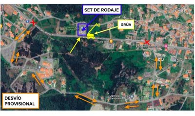 Desvos de trfico temporales maana en Camposancos por Rodaje Cinematogrfico