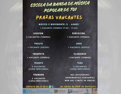 Apertura de matrcula extraordinaria en la Escola da Banda de Msica Popular de Tui