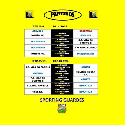 Agenda deportiva del Sporting Guards: Partidos del fin de semana (19-20 de octubre)