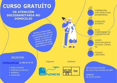 Curso de atencin sociosanitaria a domicilio: formacin gratuta en Tui con prcticas en empresas