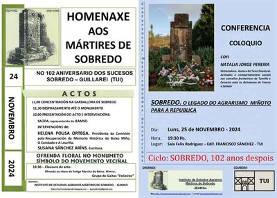 Sobredo, smbolo de la resistencia agraria en Galicia: Actos conmemorativos por los mrtires del 28 de noviembre de 1922