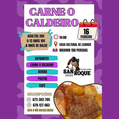 Leirado(Salvaterra de Mio) celebra su tradicional Carne  Caldeiro el domingo 16 de febrero