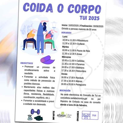 El Concello de Tui refuerza su apuesta por el envejecimiento activo con -Coida o Corpo-