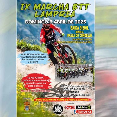 Arbo se prepara para la IX Marcha BTT da Lamprea: deporte, naturaleza y gastronoma