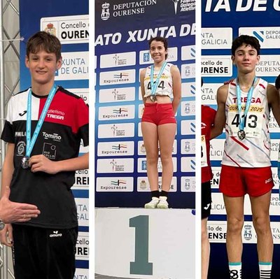 Oro y plata para la Escola Atltica do Trega en el Campeonato Gallego de Pista Cubierta Sub-14