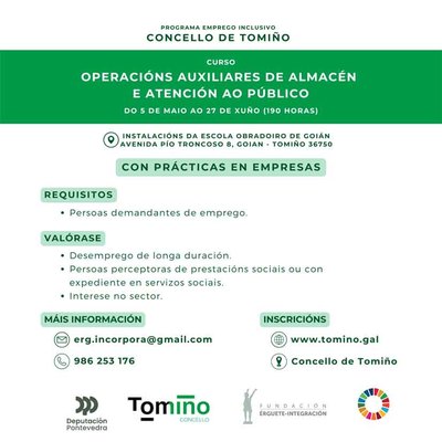 Tomio ofrece un curso gratuito de operaciones de almacn y atencin al pblico para personas desempleadas
