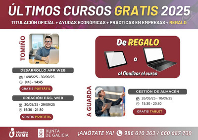 Centro de Informtica Jaime lanza nuevos cursos gratuitos con titulacin oficial y plazas limitadas en Tomio y A Guarda