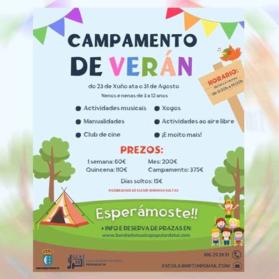 La Escuela de la Banda de Msica Popular de Tui lanza su campamento de verano para nios y nias de 3 a 12 aos