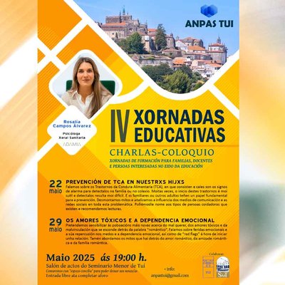 Las ANPAS de Tui organizan las IV Jornadas Educativas con entrada gratuita y servicio de conciliacin