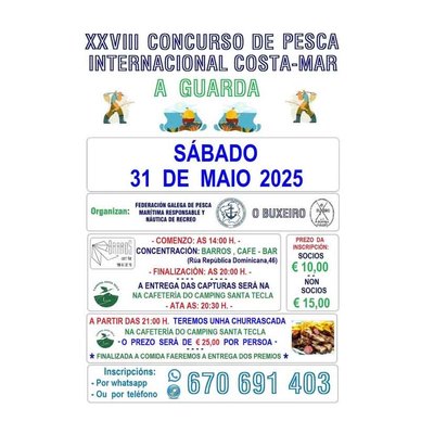 A Guarda acoge el XXVII Concurso de Pesca Internacional Costa-Mar este sbado 31 de mayo
