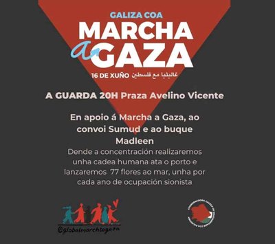 La ciudadana del Baixo Mio se moviliza por Palestina con una accin simblica en A Guarda