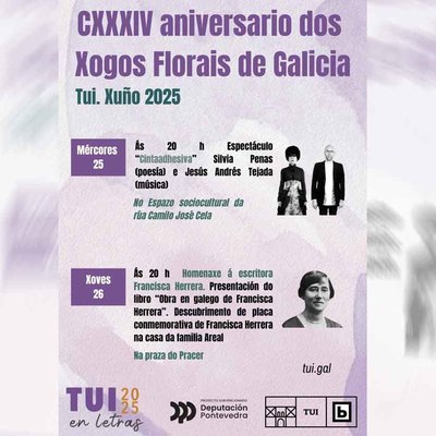 Tui honra os Xogos Florais de 1891 cun espectculo potico-musical e recoecemento  primeira novelista galega