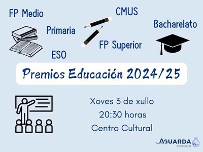 A Guarda premia la excelencia educativa del curso 2024/25
