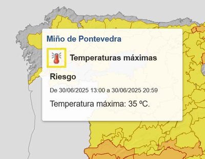 Aviso de AEMET: calor extremo en la zona del Mio de Pontevedra