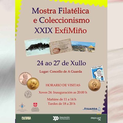 Del 24 al 27 de julio, A Guarda celebra la XXIX Mostra Filatlica Exfimio con destacadas colecciones gallegas