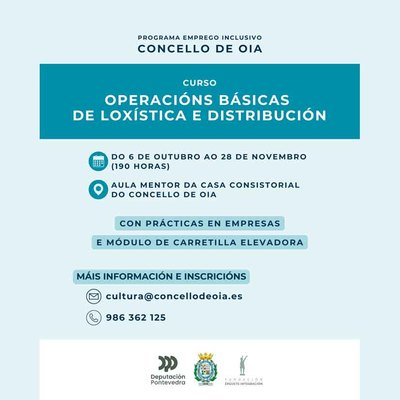 El Concello de Oia lanza un curso de operaciones logsticas para mejorar la empleabilidad