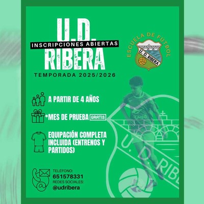 La UD Ribera abre inscripciones para la temporada 2025/26 con mes de prueba gratuito