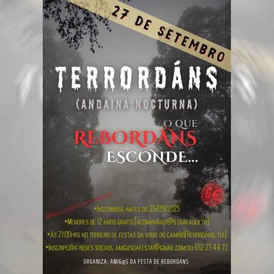 Tui acoge el 27 de septiembre la andaina nocturna Terrordns con sorpresas y sustos en Rebordns