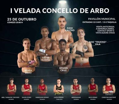 I Velada de Boxeo en Arbo: espectculo, emocin y el regreso del campen local Dani Castro