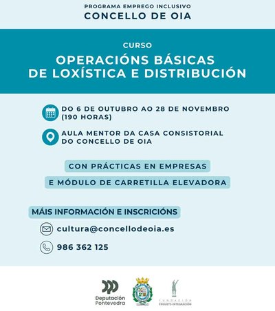 Formacin gratuita en Oia: curso de logstica y distribucin dentro del programa Empleo Inclusivo