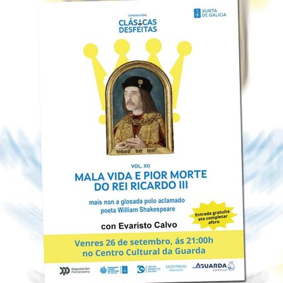 A Guarda inaugura el ciclo -Ven ao teatro- con un monlogo sobre Ricardo III