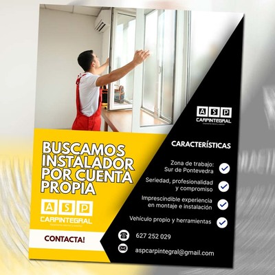 Se busca instalador con experiencia en carpintera interior y exterior para trabajos en el sur de Pontevedra