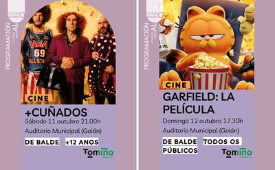 Tomio ofrece un fin de semana de cine gratuito con la comedia gallega +Cuados y la divertida Garfield, la pelcula
